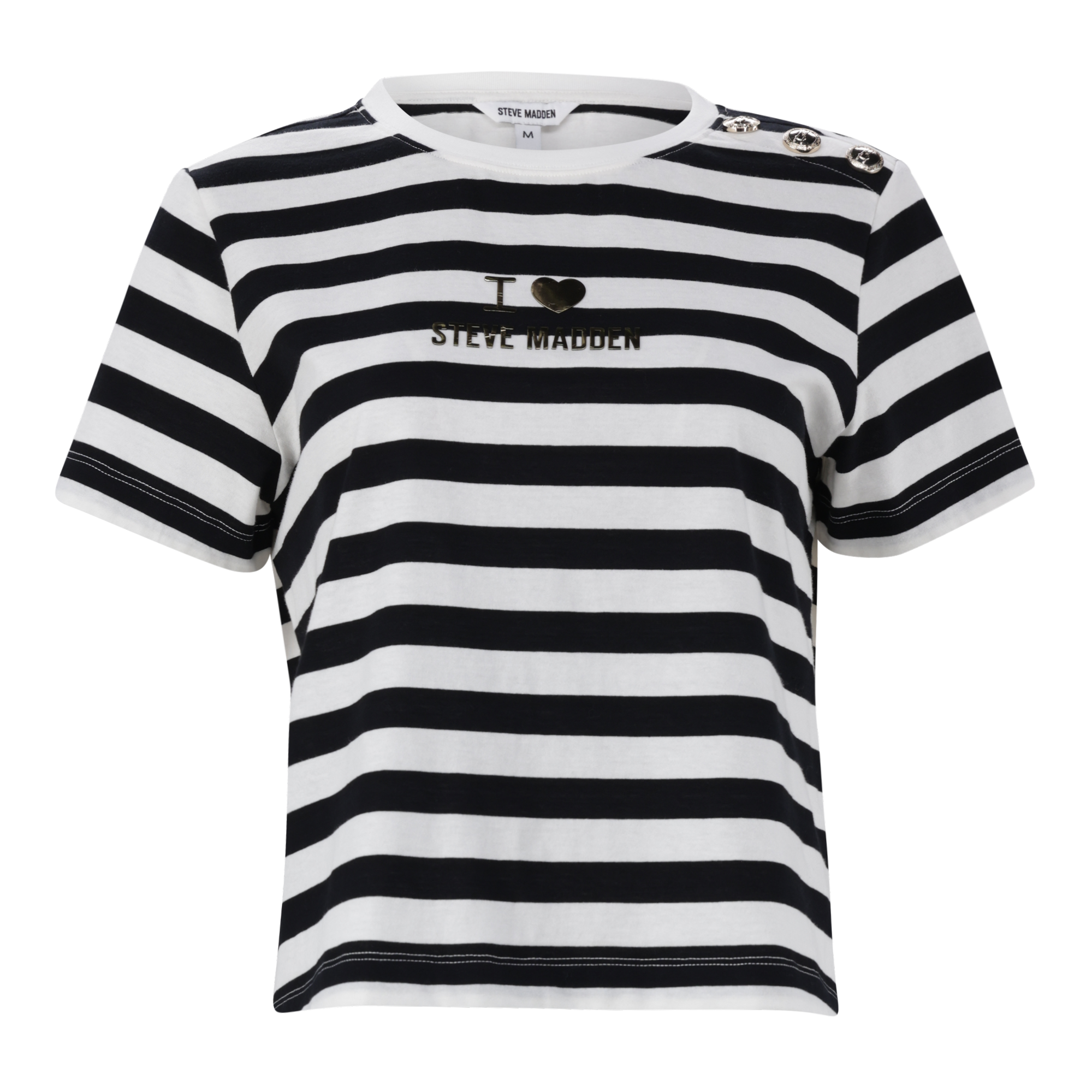 HAZEL BLACK WHITE HEART T-SHIRT WITH POPPERS