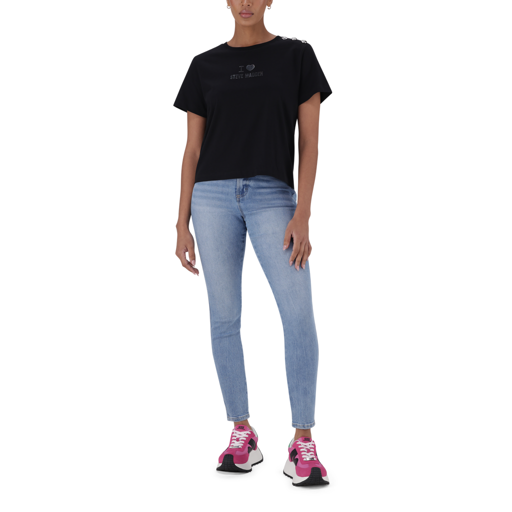 HAZEL BLACK HEART T-SHIRT WITH POPPERS