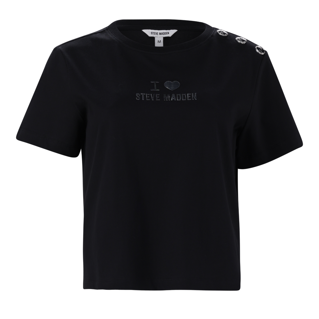 HAZEL BLACK HEART T-SHIRT WITH POPPERS