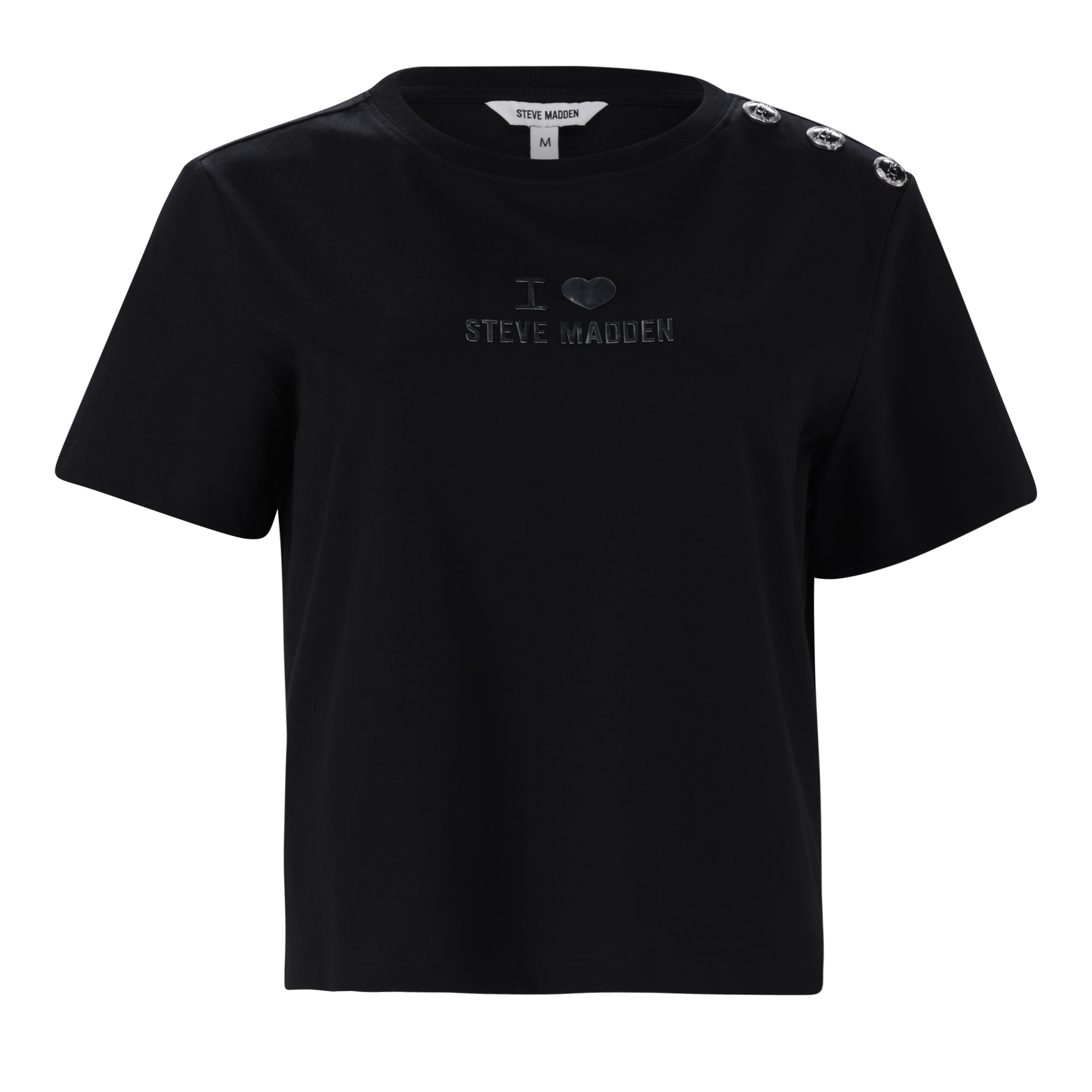 HAZEL BLACK HEART T-SHIRT WITH POPPERS