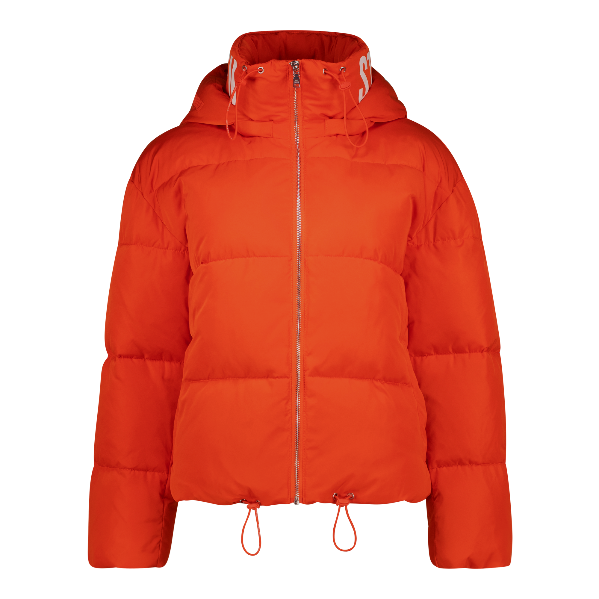 NASH TANGERINE CROPPED PUFFER WITH DETACHABLE HOOD