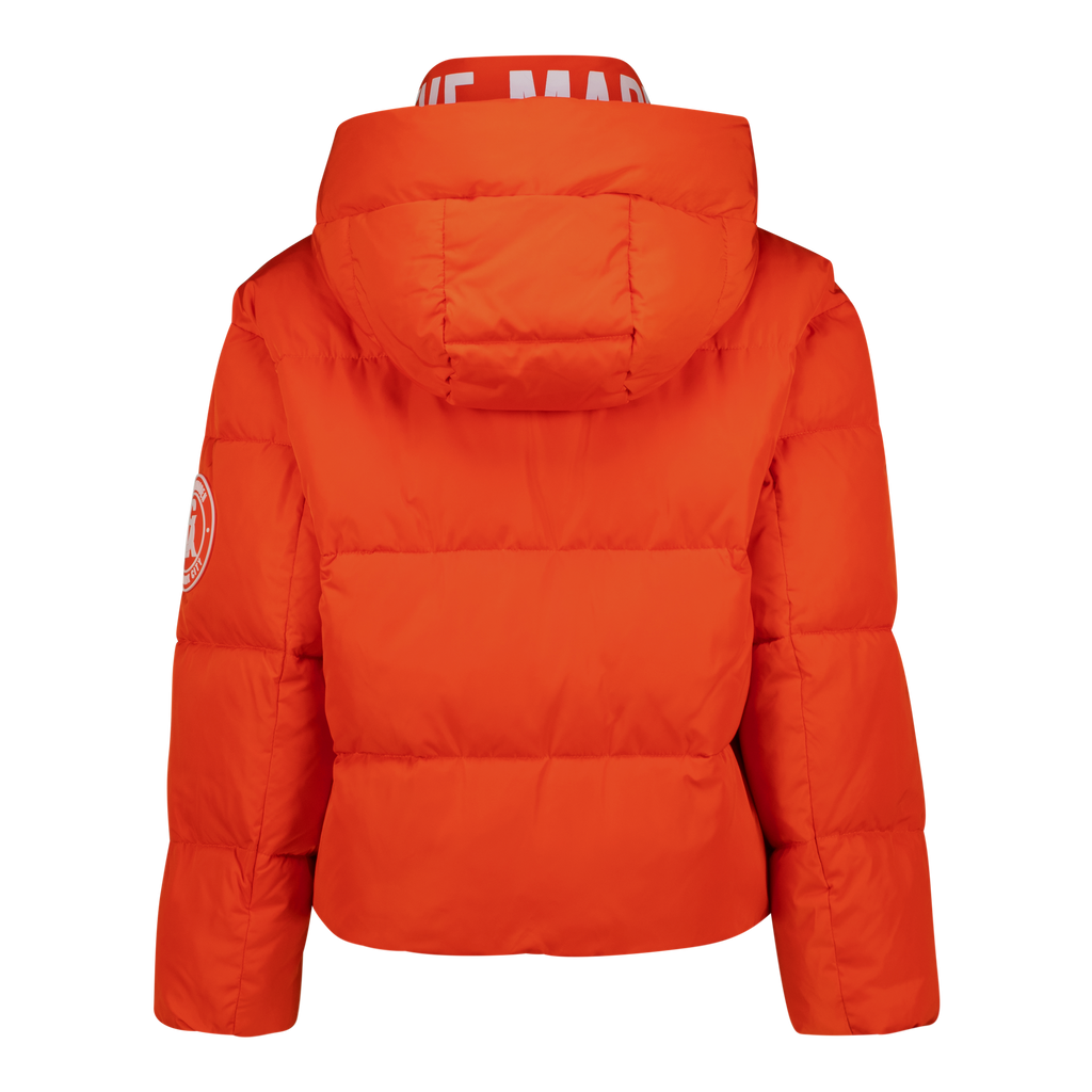 NASH TANGERINE CROPPED PUFFER WITH DETACHABLE HOOD